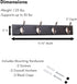 BIRDROCK HOME Oval Hook Coat and Hat Rack, 4 Hooks, Wall Mount, Black Finish