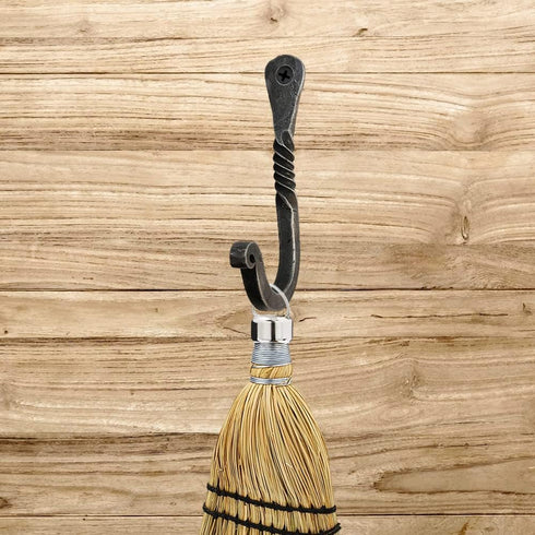 Hand Forged Twisted Wrought Iron Wall Hook, Black Antique Finish Handmade Coat Hook for Kitchen Towel Rack