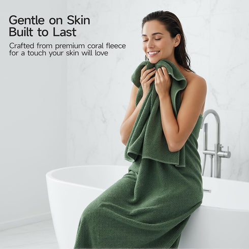 Set 8 2 35x70, 2 14x30, 4 14x14, REDKISS Premium Towel of - Ultra Soft Microfiber, Contains Large Bath Hand Washcloths