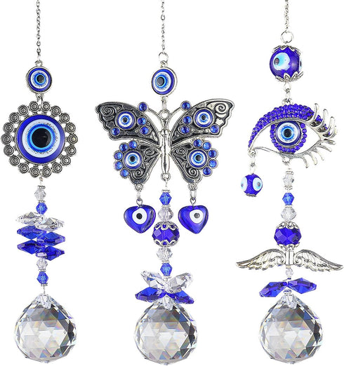 CIXVOEMK Blue Sun Catcher Pendant Light Shadow Garden Decor Crystal Wind Chimes Rainbow