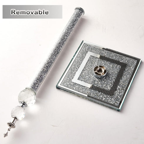Countertop(13.5 inch Handmade Silver Paper Towel Roll Holder,Crystal Crushed Diamonds Paper Towel Roll Decorative