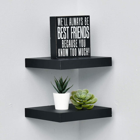 Set 2 8" 10 inch) WELLAND of Floating Shelves Wall Mounted Shelf, for Home Decor with Deep (Black