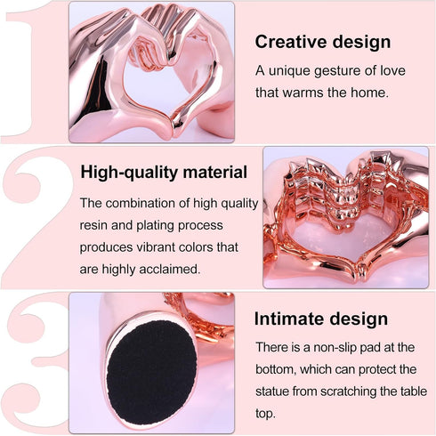 Pink heart and hand sculptures and statues, hand and heart sculptures home decor, heart and hand decor bohemian wedding