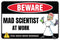 Venicor Mad Scientist Sign Decor - 8 x 12 Inches Aluminum Classroom Science Decorations, Cool Chemistry Poster
