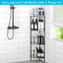 HuggieGems 4-Tier Corner Shower Caddy Organizer with Hooks - Black Bathroom Shelf Stand