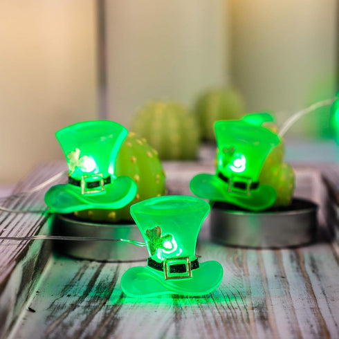 Impress Life Green Hat String Lights - 10ft Battery Operated/USB Plug-in LED with Remote for Bedroom Home Garden