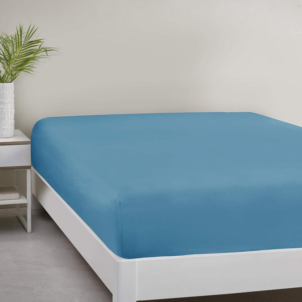Comfort Spaces King Microfiber Fitted Sheet 14" Deep Pocket, Wrinkle Resistant, Teal Bedding