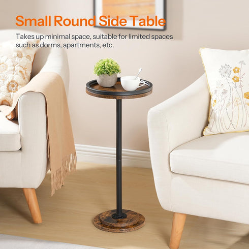 BF168BZ01 HOOBRO Small Round Side Table, Drink Table, Coffee Martini Table with Pedestal Accent for Small Spaces