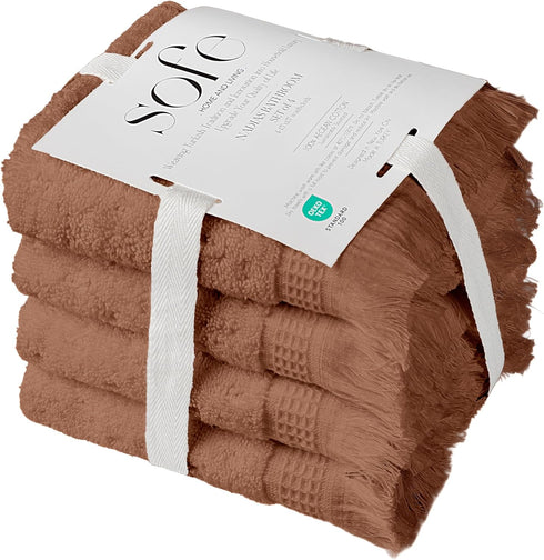 Set 4 (13 13) SOFE H&L | NADIAS Luxury Bath Towels of Wash Cloths Macaron x | Light, Premium, Soft, Durable, Absorbent