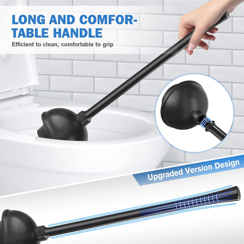 Toilet Plunger and Brush Set, Heavy Duty Silicone Toilet Brush with Ventilated Holder for Bathroom Cleaning