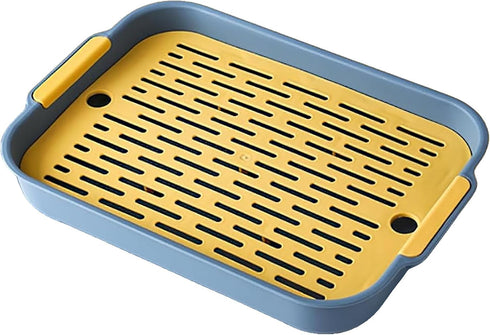 Eco-Friendly PP Dish Tray Drying Rack, Double-Layer Plastic Drainage Rack for Kitchen Countertops