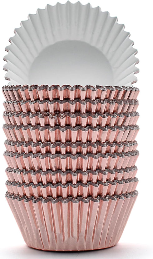 200 Pcs Rose Gold Foil Cupcake Liners, Standard Baking Cups, Muffin Paper Cases