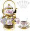 20 Pcs Porcelain Tea Set with Metal Holder, European Ceramic Tea Set