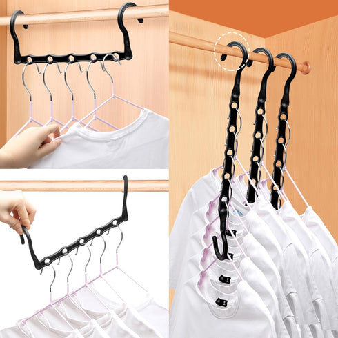 Closet Organizers and Storage, 8 Pack Stronger Space Saving Hangers with 5 Holes for Heavy Clothes, Magic Home