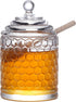 Honey Jar with Dipper and Lid, Thick Glass Honey Pot with Lid