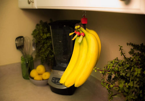 Banana Bungee Red Banana Hook Holder, Made in USA, for Multiple Bunches or Single Banana