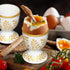 Set 2 Cinf Ceramic Egg Cup of Champagne Gold Porcelain Holder Breakfast Boiled Cooking Easy to Clean Childhood Memories