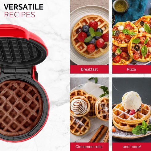 Holstein Housewares Red Personal Non-Stick Waffle Maker - 4-inch Waffles in Minutes