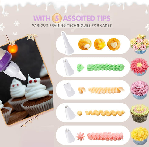 15 Pcs Cake Decorating Baking Syringe Tool Kit, Cupcake Filling Injector with Icing Nozzles and Pastry Tools