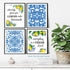 XUOIAYNB Blue Flower Pattern Lemon Art Print, Mexican Tile Lemon Fruit with Inspirational Quote Canvas Wall Art