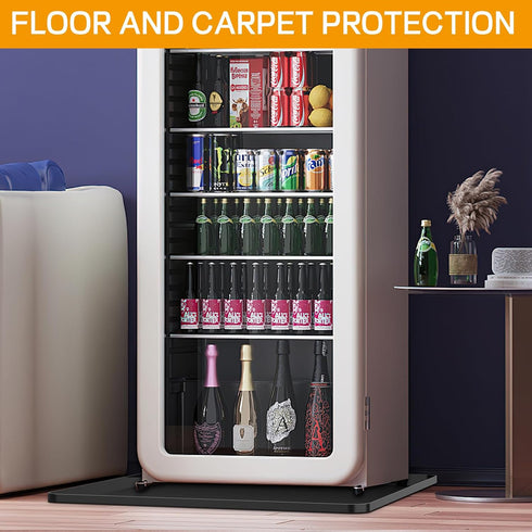 Mini Fridge Silicone Mat, 24''x24''x0.5'', Drip Pan to Prevent Appliance Leakage and Protect Floor (Black)