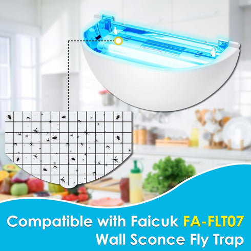 20 Pack FA-FLT07 Qualirey Flying Insect Trap Refill Compatible with Faicuk Wall Sconce Fly Trap, Replacement Fly Glue