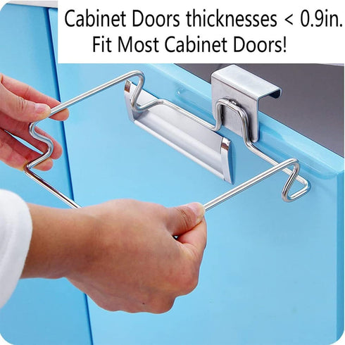 Set 2 of Large Stainless Steel Trash Bag Holders - Perfect for Cabinets and Under Sink Use