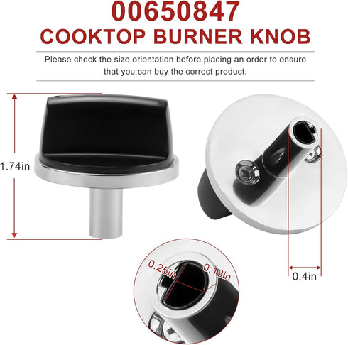 AMI PARTS 00650847 Cooktop Stove Knobs, Fit for BOSCH, Replace 00650847 650847 1999734, 5 pcs