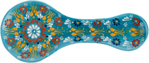 Handmade Ceramic Spoon Rest for Stove Top, 10" Colorful Kitchen Counter Utensil Holder, Dishwasher Safe