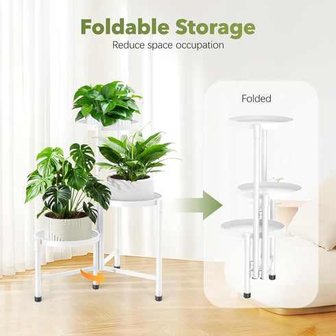 JOPBENG 3 10 Inch Tier Metal Plant Stand Indoor Outdoor, Corner Plant Shelf with Wide Tray,Flower Pot Display Holder