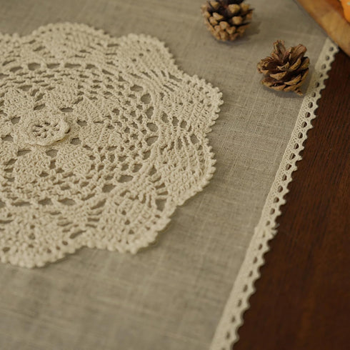 14 108 Inches) Macrame Table Runner Farmhouse Rustic Dresser Scarf Crochet Handmade Cotton Lace Doily with Tassel
