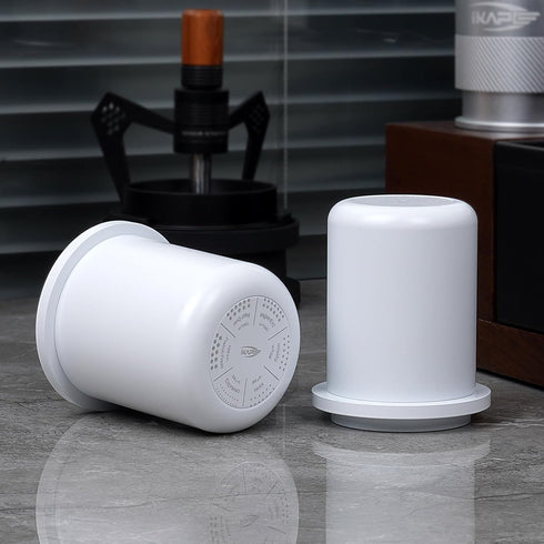 IKAPE Espresso Dosing Cup 51MM, 54MM, Compatible with 51MM to 54MM Portafilters, Aluminum Coffee Accessory (White)