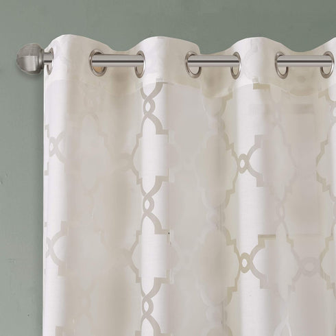 Madison Park Eden Sheer Single Curtain - 50x95, Ivory - Modern Contemporary Light Sheers for Bedroom & Living Room