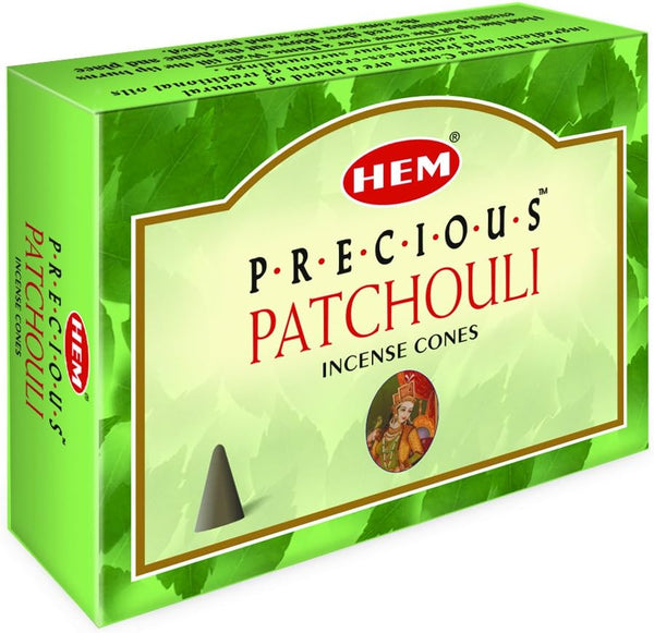 HEM Precious Patchouli Incense Cones, Long Lasting Aroma for Positivity, Pack of 120