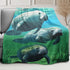 50x80 Soft Plush Blanket, Comfort Warmth Throw for Couch, Underwater Manatee Family Green
