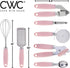 COOK WITH COLOR 7 Pc Kitchen Gadget Set, Stainless Steel Utensils with Soft Touch Handles, Pink