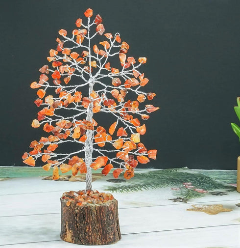 Carnelian Healing Crystal Tree Bonsai, Spiritual Gift for Women, Desk Decor, Meditation Crystals for Home Room