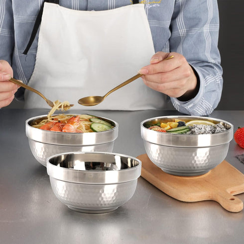 ZENFUN 6 Pack 304(18/8) Stainless Steel Bowls, 5 Inch Snack Bowls, 17 Oz Soup Bowls for Rice, Fruit, Ice Cream