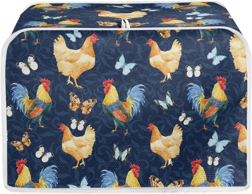 Toaster Cover 4 Slice,Rooster Chicken Pattern Kitchen Decor Toaster Dust Cover Protective Cover Bread Maker Cover Toaster Oven Cover,Machine Washable