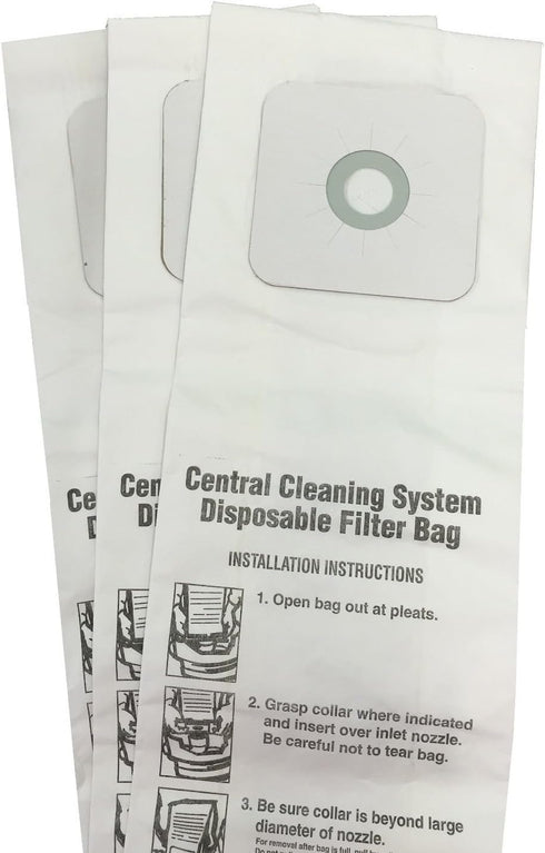 CENTRAL VACUUM BAGS - 3-Pack for Nutone 391, 391-8, 3918, 44186
