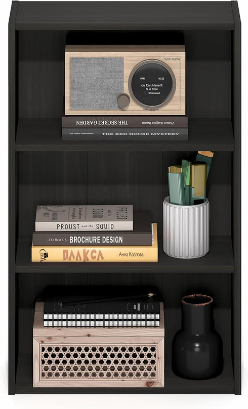 3-Tier 7 17 26, Furinno Basic Book Shelf, Bookshelf, Cube Storage Organizer Bookcase with Open Shelf, x x for Living