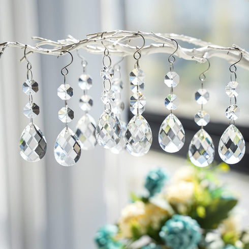 20pcs 38mm Clear Grid Chandelier Crystal Pendants,Crystals Beads for Chandeliers,Hanging Crystals for Windows Wedding