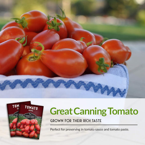 (1 Pack) Roma Tomato Seeds for Planting - Determinate Heirloom Paste Tomato Variety for Sauce and Canning - Productive