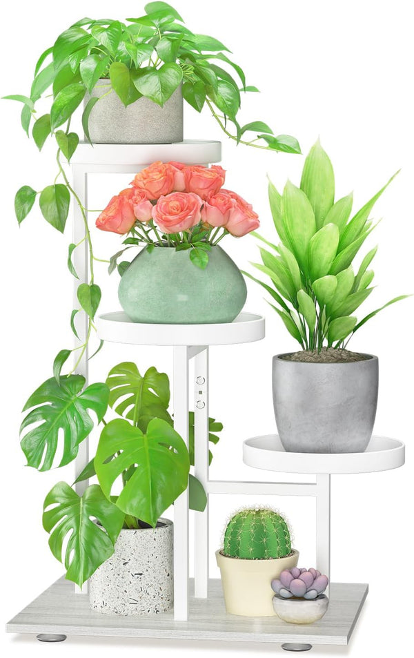 LASZOLA White 3 Tier Plant Stand Indoor Heavy Duty Rack for Modern