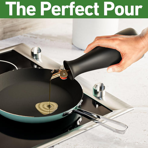 Set 530 ML Set 2 Set Oil and Vinegar Dispenser with Self-Closing Stainless Steel Spouts - Capacity Matte Ceramic Leak