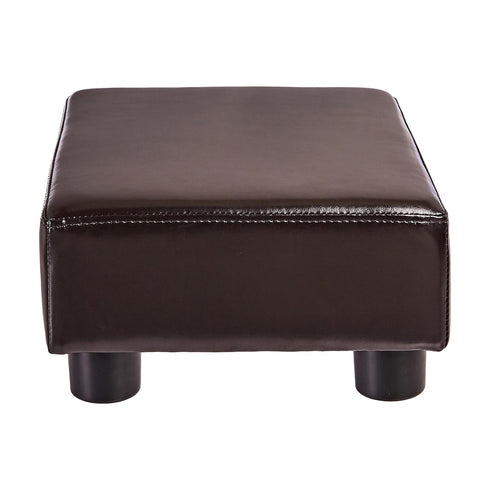 FIRST HILL FHW Small Ottoman Stool, PU Leather Modern Footrest Chair, Brown