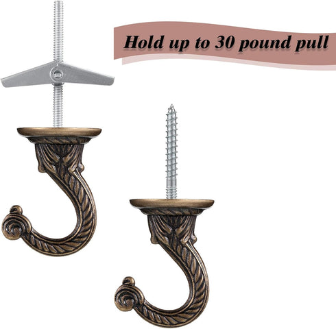 Hotop 6 Pieces Swag Ceiling Hooks, Heavy Duty Hanging Plants Toggle Hooks for Indoor Outdoor Installation