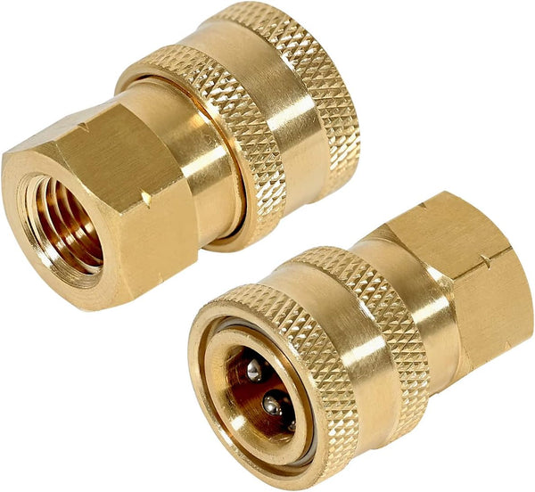YAMATIC Pressure Washer Adapter, 1/4 Inch Quick Connect Fittings, Solid Brass, 5000 PSI Coupler for Most Pressure