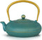 Green Cast Iron Teapot, Large Capacity 40oz/1200ml with Infuser for Loose Leaf, Stovetop Safe