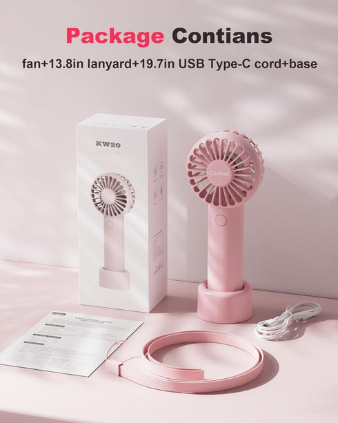 Handheld Mini Portable Fan, USB Rechargeable Battery Fan, 3 Speeds Personal Cooling Fan for Travel, Indoor Outdoor -